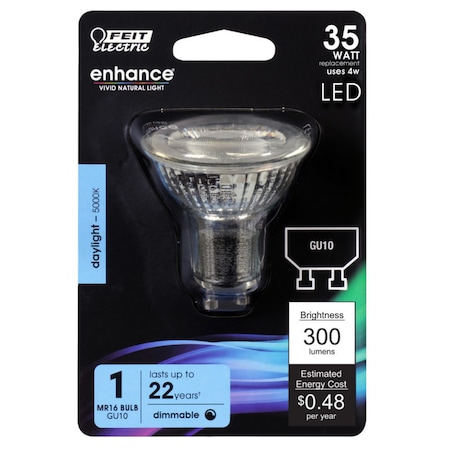 Feit Electric Feit Enhance MR16 GU10 LED Bulb Daylight 35 Watt Equivalence 1 pk BPMR16GU10950CA